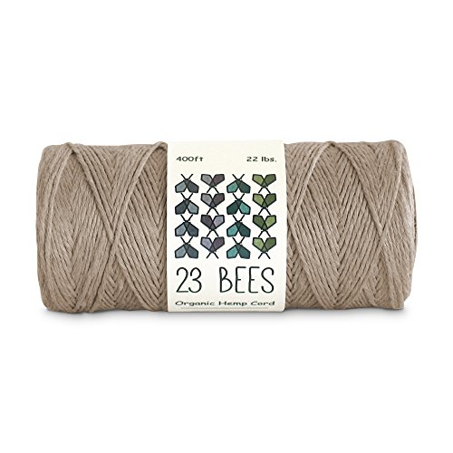 100% Organic Hemp Cord, Twine, String For Jewelry, Beading, Macrame, Crafts, 23 Bees (400Ft X 22 Lb.) #TOP7