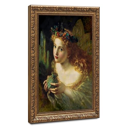 Poster Sophie Anderson Take The Fair Face of Woman 1869 tableau sur toile avec cadre 50x76 cm