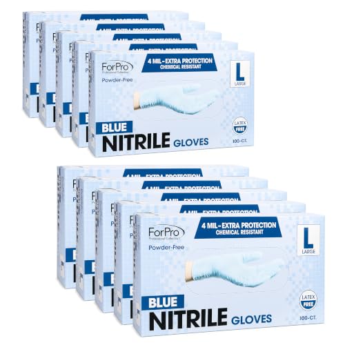 Image of ForPro Disposable Nitrile Gloves, Chemical Resistant, Powder-Free, Latex-Free, Non-Sterile, Food Safe, 4 Mil