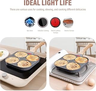 Padella Pancake Padella 4 Fori Padella per Frittata Pancake Piastra Multi Uova Padella Per Colazione Hamburger Uova Fritte per Induzione e Gas
