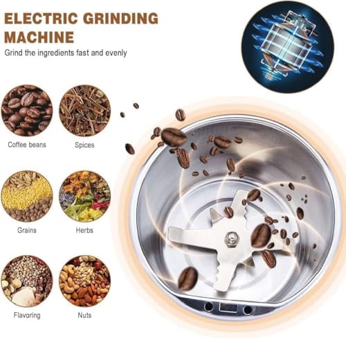 Image of Electric Spice & Coffee Grinder, 200W Stainless Steel Mixer Grinder for Masala & Herbs Grinding Machine for Dry Item, Push Button Control (200 ml) Not for Wet Masalas