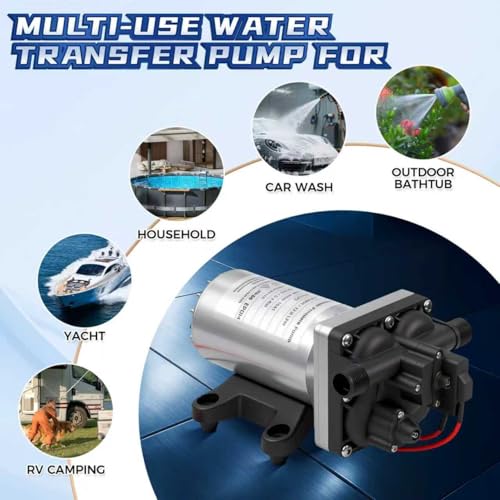 Image of [Upgraded Version] 12V DC RV Fresh Water Pump, 6.0GPM 75PSI, Five Chamber Self-Priming Diaphragm Pump with Heavy Duty Pressure Switch & Strainer for RV, Marine, Yacht, Caravan, Camper