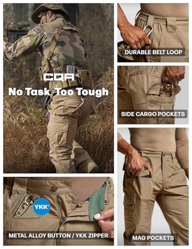 Image of CQR Men's Tactical Pants, Water Resistant Ripstop Cargo Pants, Lightweight EDC Work Hiking Pants, Outdoor Apparel