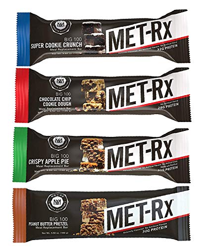 MET-Rx Big 100 Colossal Meal Replacement Protein Bar Favorites Variety Pack; 4 Assorted 3.52 Ounce Snack Bars