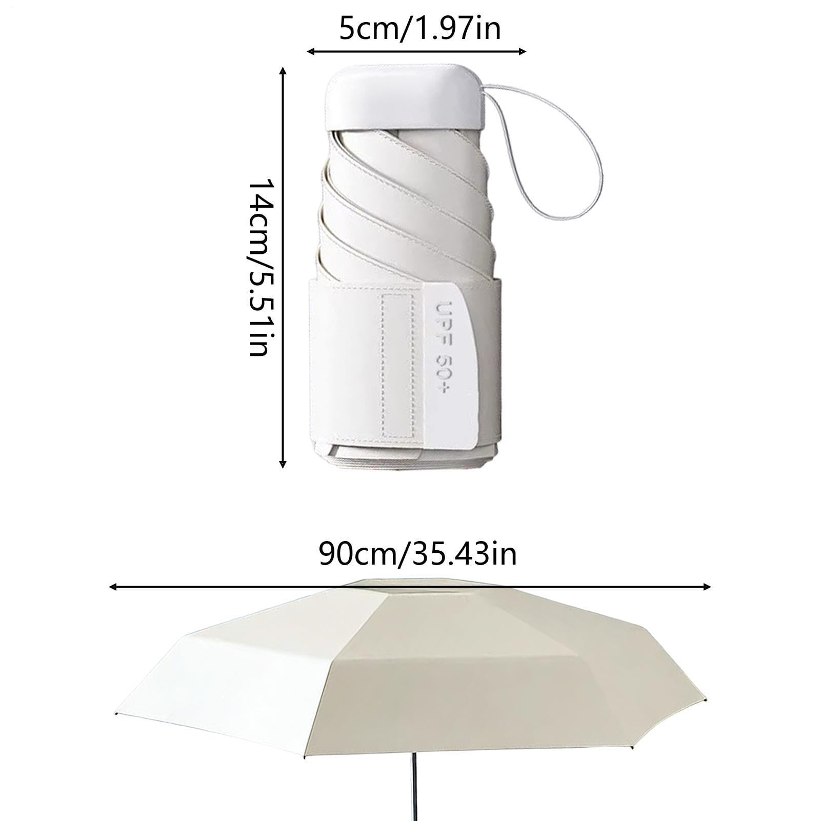 Mini Travel Umbrella - Compact Foldable Rain for Sun Protection UPF 50+ | Lightweight Portable Canopy with Wind Resistant Frame, Small Pocket Size for Bag Backpack Daily Commute Use