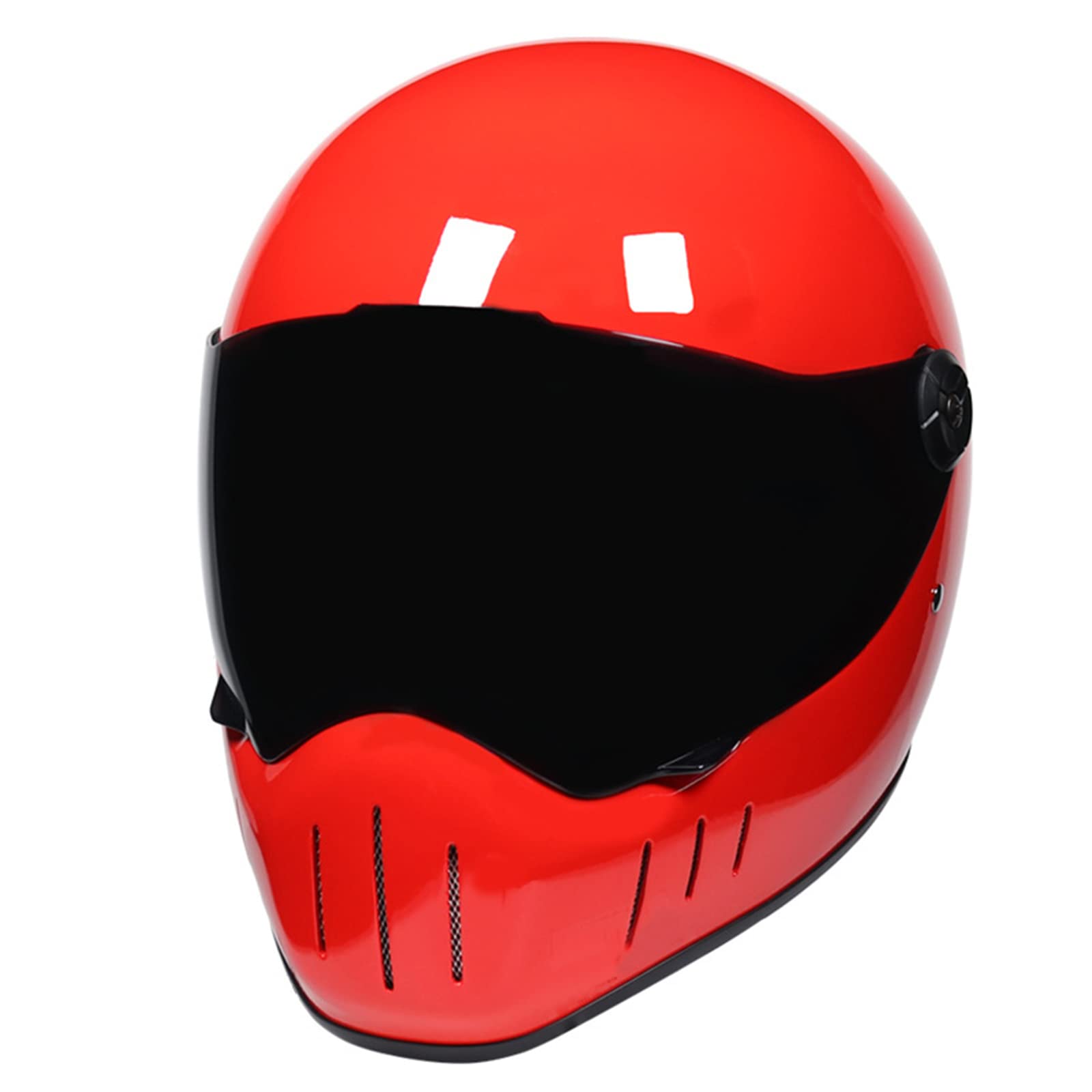 Retro Motorcycle Helmet, Full Face Motocross Street Bike Helmets with Sun Visor and Multiple Vents, Vintage Cafe Racer ATV UTV Helmet DOT/ECE Approved for Adult Men Women,Red B,M