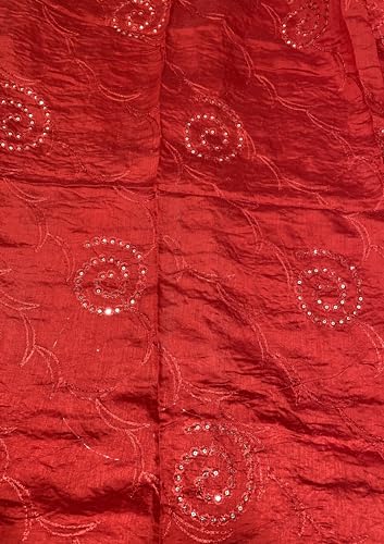 Image of LKC WOMEN'S SEQUENCE EMBROIDERED SELFDESIGN SOFT COTTON CHANDERI DUPATTA