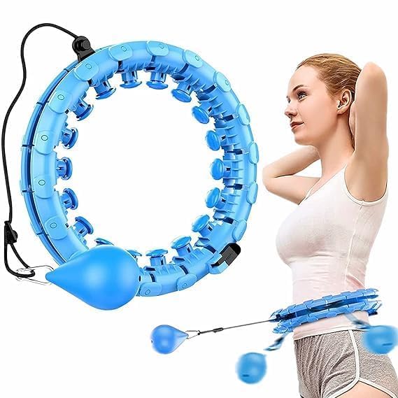 Crentila Smart Weighted Hula Hoop for Adults Weight Loss, Adjustable Infinity Fitness Hoop with Auto-Spinning Ball, Home Workout Exercise Equipment for Women & Men (Blue)-image-24