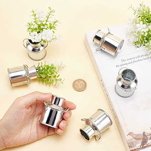 FINGERINSPIRE-6-Pcs-Mini-Rustic-Galvanized-Vase-Shabby-Chic-Small-Metal-Bucket-Dollhouse-Flower-Plant-Vase-Milk-Can-Candy-Container-for-Micro-Garden-Landscape-Decorations-18x14x19-inch-Silver FINGERINSPIRE 6 Pcs Mini Rustic Galvanized Vase Shabby Chic Small Metal Bucket Dollhouse Flower Plant Vase Milk Can Candy Container for Micro Garden Landscape Decorations 18x14x19 inch Silver