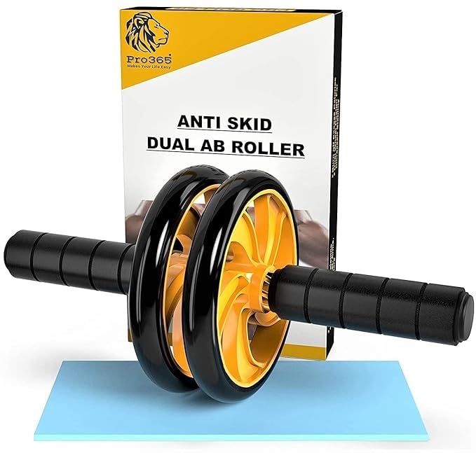 PRO365 Dual Ab Roller for Core & Ab Workouts Home Gym Abdominal Exercise Equipment for Men & Women with 6mm Safe Knee Mat PRO365 Dual Ab Roller for Core & Ab Workouts Home Gym Abdominal Exercise Equipment for Men & Women with 6mm Safe Knee Mat