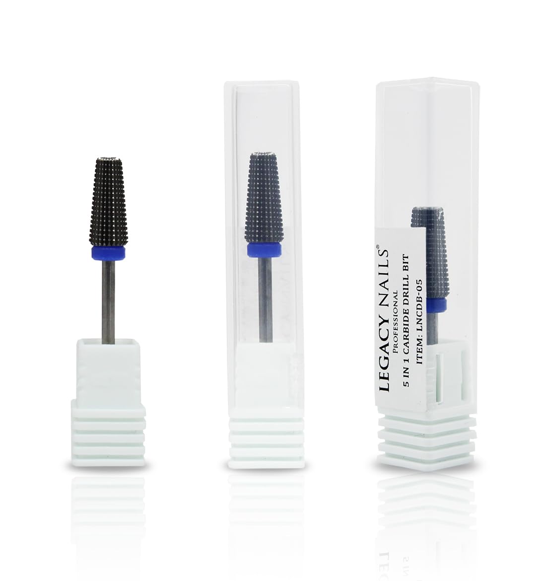 Legacy Nails Professional 5IN1 CARBIDE NAIL DRILL BIT Cleans Shapes Cuts Smoothens and Removes Acrylic or Gel Nails, Stainless-Steel