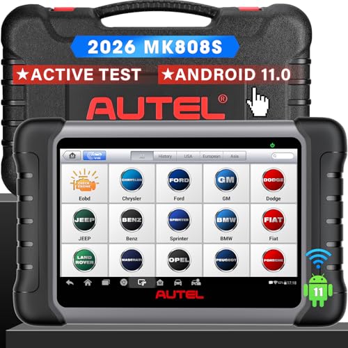 Autel Scanner MaxiCOM MK808S: 2026 Bidirectional Tool as MX808S MK808BT Pro M808Z, Work as MaxiCheck MX900 MK900BT, 28+ Service, 3000+ Active Tests, All System OBD2 Diagnostics, OS 11, 10X Faster