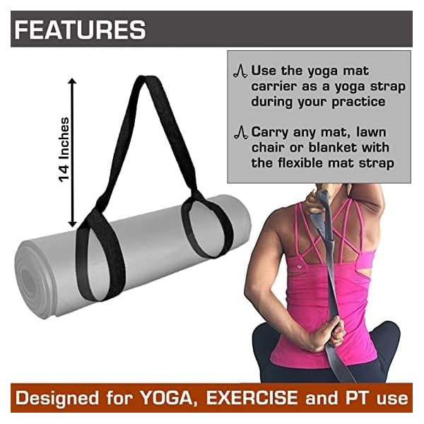 Yoga Mat Strap Black Color Nylon Strap pack of 2 - Image 3