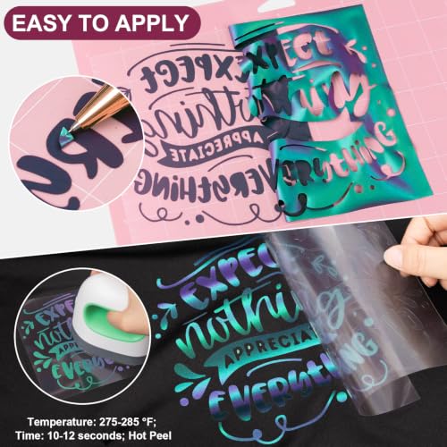Image of VINYL FROG Chameleon Heat Transfer Vinyl Roll 12 inch x12ft Gradual HTV Vinyl | Purple to Green Gradient Iron on Vinyl for T-Shirts, Heat Press Vinyl for DIY Craft Designs