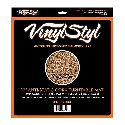 Vinyl Styl 12 Inch Anti Static Cork Turntable Mat - Less Vibration - No Slip Cover