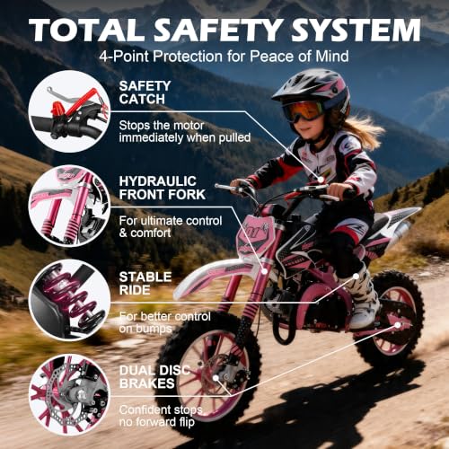 Image of 50cc Dirt Bike, 2 Stroke Gas Mini Bike for Kids 8-15 with Front Rear Disc Brakes