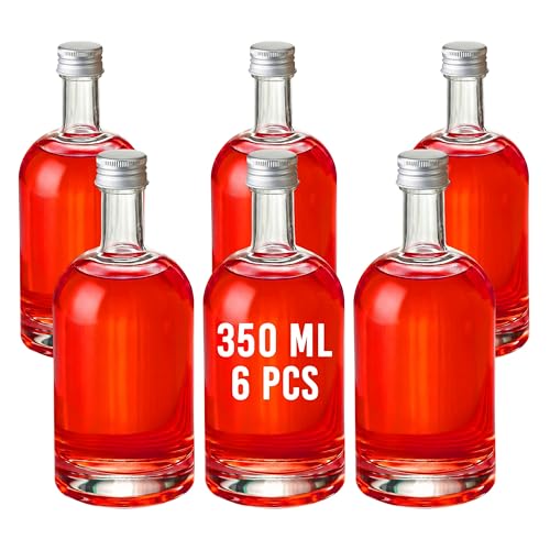 Amajoy 6 x 350 ml leere Glasflaschen Nocturne Likörflaschen mit Schraubverschluss, Weinflasche Schnapsflasche Essig Öl Flasche zum befüllen