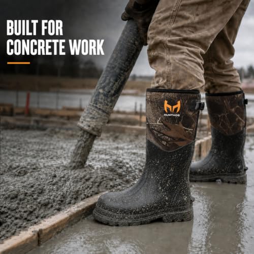 Image of Hunthor Steel Toe Rubber Work Boots, Puncture-Proof with Steel Shank