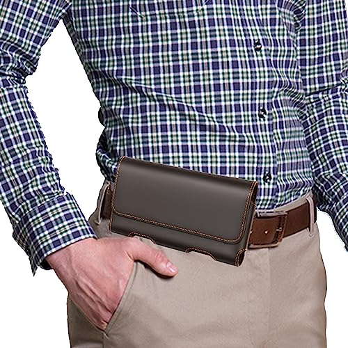 Étui ceinture en cuir véritable pour iPhone 15 et Galaxy S24 marron - 5