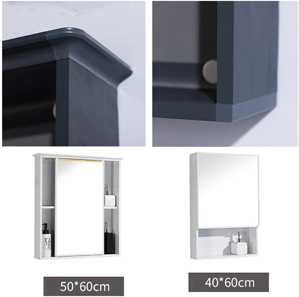 Bath Modern Storage Cupboard Solid Wood Bathroom Cabinet Mounted Push-Pull Mirror Cabinet Mirror