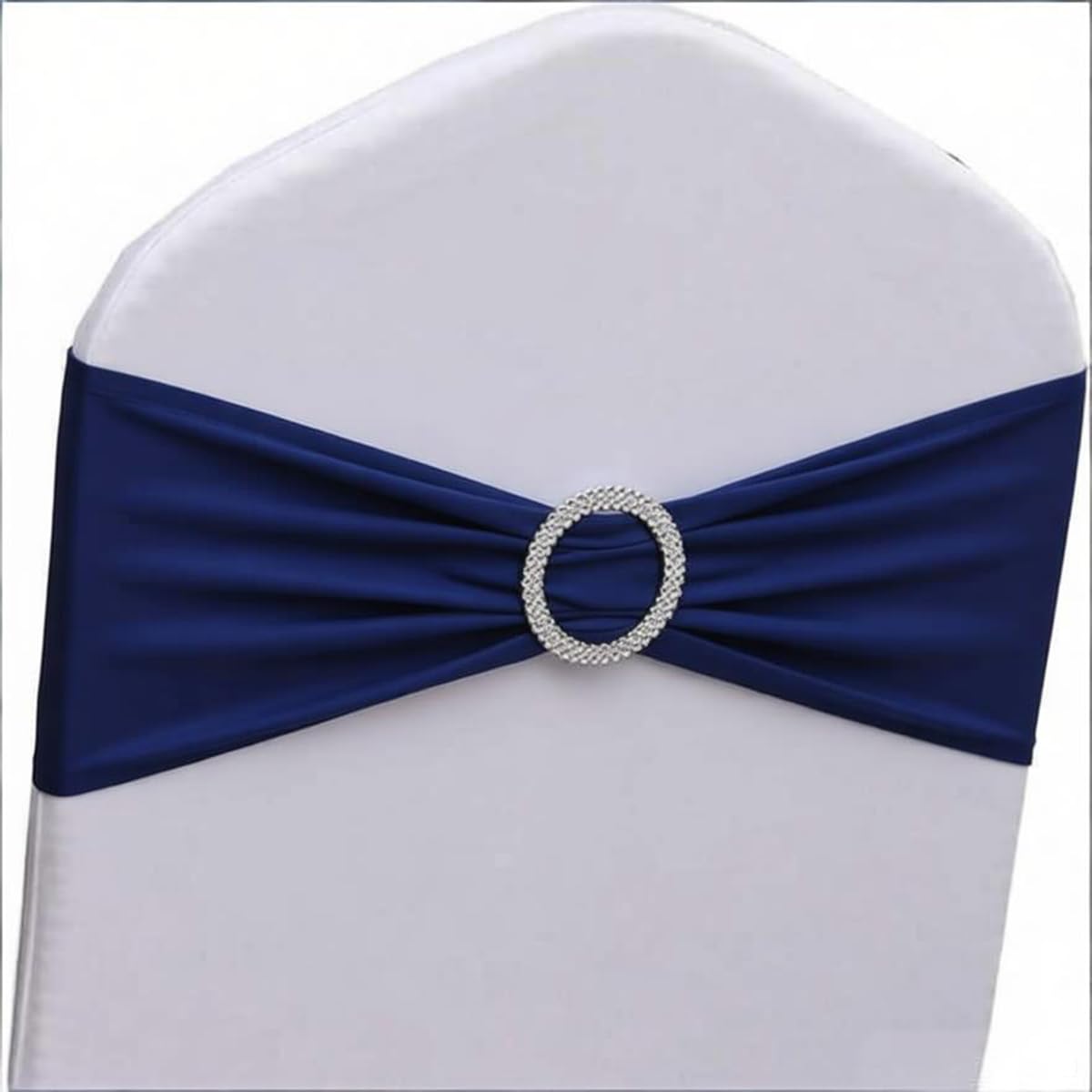 Navy Blue Chair Sashes 50 Pack, Spandex Dark Blue Chair Bows for Wedding Birthday Party Reception Banquet Event Decor (50 Pieces, Navy Blue)
