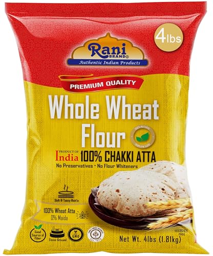 Rani Chapati Flour (100% Pure Whole Wheat Chakki Atta), For Making Roti & Indian Breads 64oz (4lbs) 1.81kg Bulk ~ All Natural | Vegan | No Salt or Colors | NON-GMO | Kosher | Indian Origin