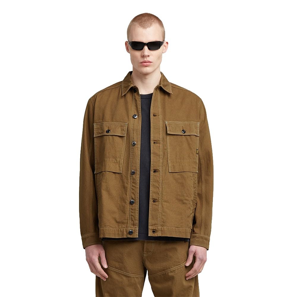 G Star Men's Beige Mosa Denim Cotton Long Sleeve Overshirt in Size M, Sports Direct