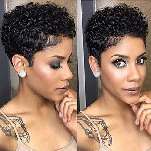 MSCOVE Short Curly Human Hair Wigs for Black Women Afro Kinky Curly Machine Made Wig None Lace Front Wig 100% Brazilian Human Hair Wig …