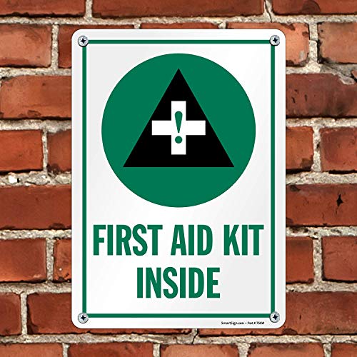 SmartSign "First Aid Kit Inside", Plastic Sign, 14" X 10"
