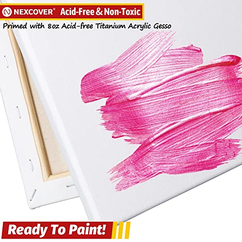 Nexcover Stretched Canvas - 8 Pack 11X14 Inch, 5/8” Profile, 100% Cotton Art Canvas, Triple Primed White Blank Canvases, Acid-Free, Artist Painting Canvas For Acrylic, Oil, Tempera, Gouache Paint #TOP1
