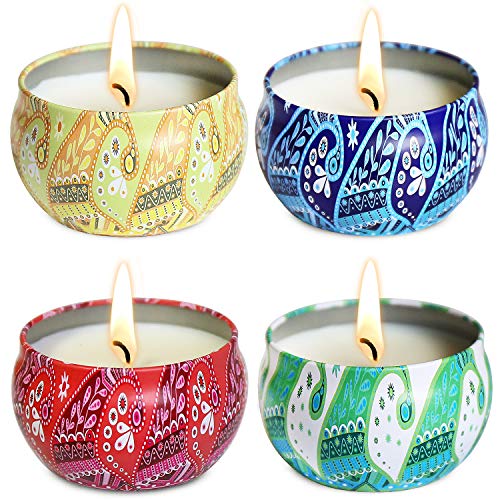 Scented Candles Essential Oils Natural Soy Wax Candle Portable Travel Tin Candle Set