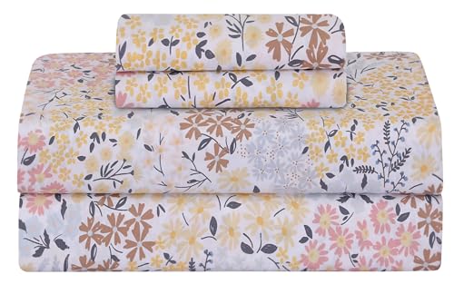 Feather & Stitch Softest 100% Cotton Sheets 300 Thread Count Percale Weave Bedding 16 Deep Pocket Cooling Sheets Breathable Bed Set Hotel Premium Quality (King Victorian Floral)