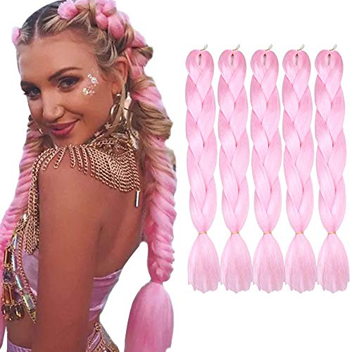 fani Pink Jumbo Braiding Hair Rainbow Jumbo Braiding For Twist Braiding Jumbo Braids Salon Crochet Twist Braiding Hair Extensions 24Inch 5Pcs/Lot 100g/Pc