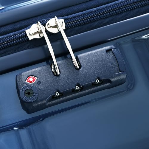 3-Piece Luggage Set with USB Port–20" Airline Certified Carry-On+2 Suitcases,ABS+PC Hard Shell,360° Spinner Wheels,Scratch-Resistant Textured Finish,Built-In Side Hooks (Gradient Blue)4