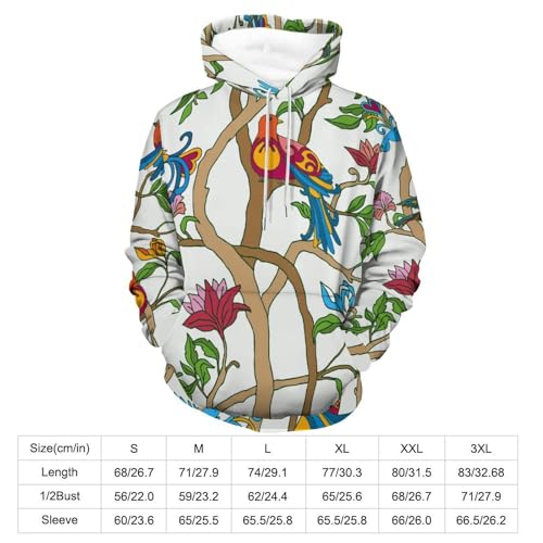 Sweat à capuche oiseau et arbre manche longue doux et isolant S - 3