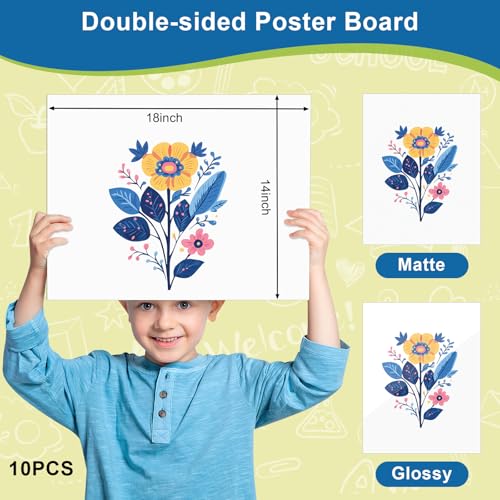 image for 10 Pcs White Poster Board Paper 14x18, ROOKEA Blank Graphic Display Vi