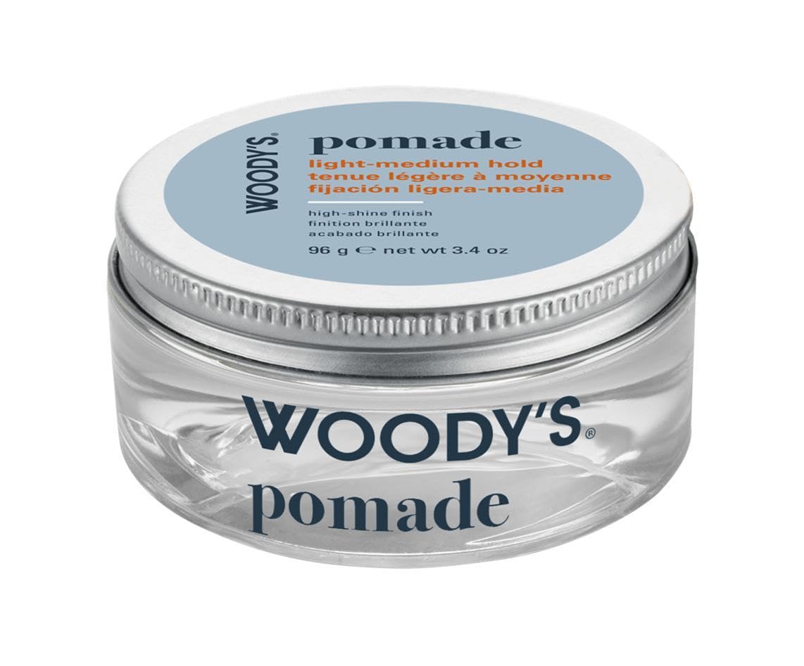 Woody's Pomade Light to Medium Hold – Water-Based Hair Styling Pomade for Men, High Shine, Flexible Hold & Frizz Control for Short to Medium Hair, 3.4 oz