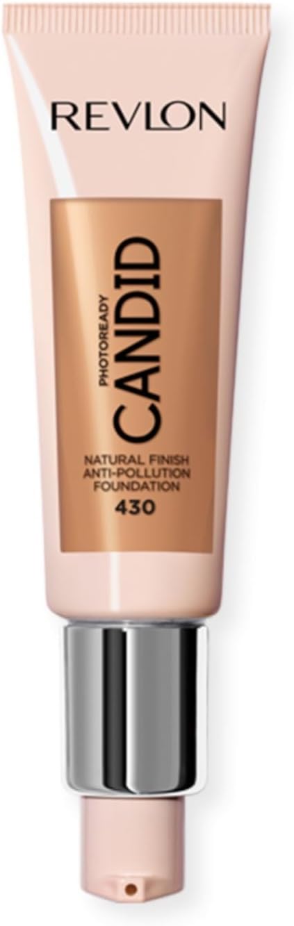 Revlon PhotoReady Candid Natural Finish Foundation, with Anti-Pollution, Antioxidant, Anti-Blue Light Ingredients, 430 Honey Beige, 0.75 fl. oz.