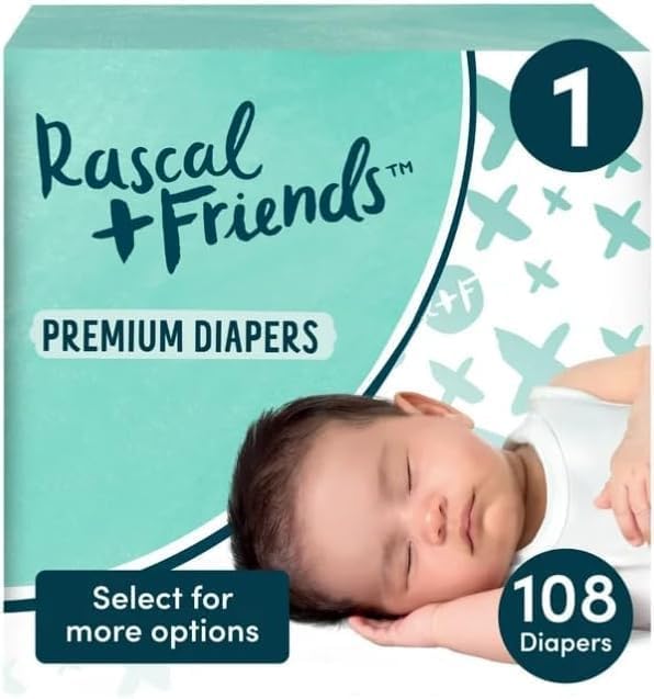 Image of Rascal + Friends Premium Diapers, Size 1, 108 Count