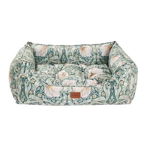 Rosewood x Morris & Co. Pimpernel - Cuccia quadrata per cani, piccola – lussuosa cuccia reversibile per animali domestici con iconica stampa floreale William Morris, morbido cuscino lavabile, lati