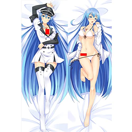 Lyutong Akame ga Kill!/Esdeath/Double-Sided Printed Embracing Body Pillowcase/150x50cm Peach Skin/2WAY/Anime Fans Dakimakura/for Home Sofa Decorative (Color : 2WAY, Size : 150x50cm) - 150x50cm 2way