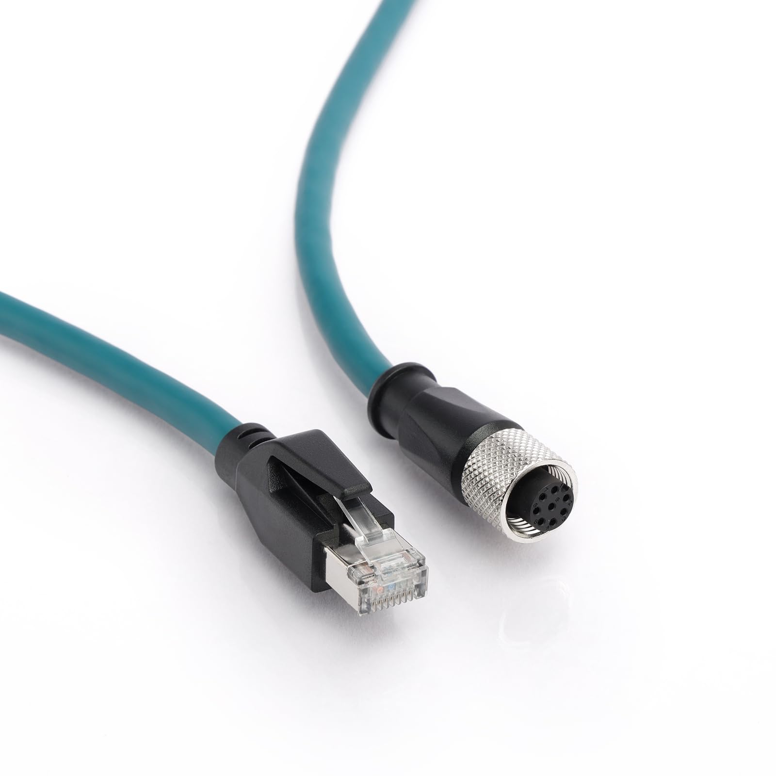 Kabel Ethernet Cat 7e M12 z kodem A żeński 8-pinowy do RJ45 prosty formowany skręcony kabel pasujący do sieci Profinet Automation Profibus EtherCAT (3 m)