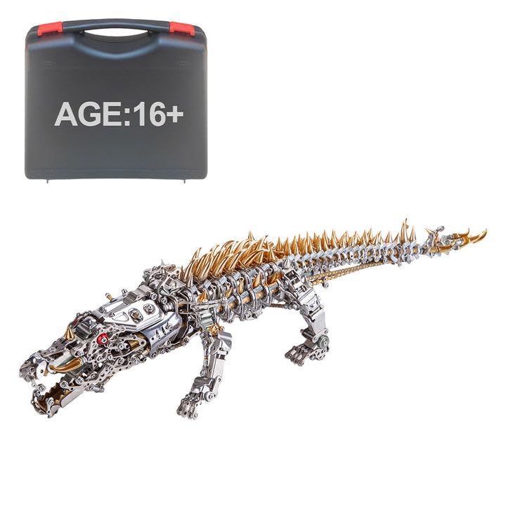 Metalkitor Metalowe puzzle 3D dla dorosłych, zestawy modeli krokodyli, DIY, ozdoba, rękodzieło, łamigłówka, idealna dekoracja biurka i wybór na prezent (1500 szt., brązowe)