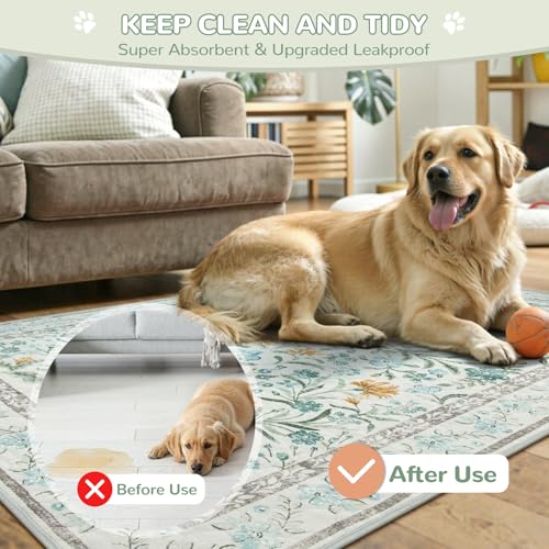 Image of Lahome Botanical Washable Reusable Pee Pads for Dogs, 2 Pack, Beige, 36x36