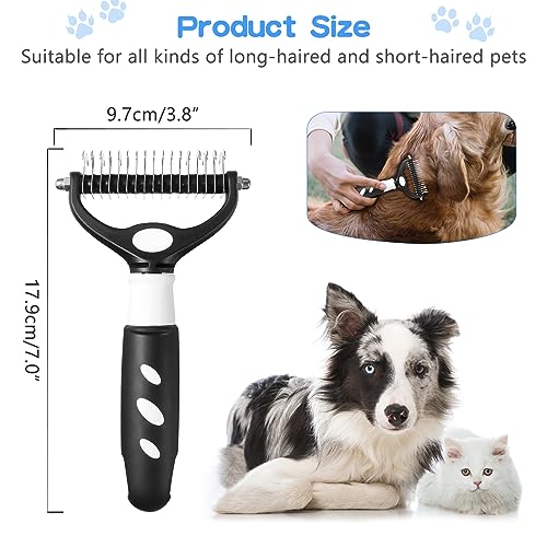 Vinabo Brosse Chien et Chat Brosse Chien Poil Long Toilettage du Chien Râteau Dents à Double Face 17+9 Dents,Eliminer Nœuds/Sous-poil, Brosse Chien Sous Poil avec Peigne, Poignée avec Trou Suspension - Image 8