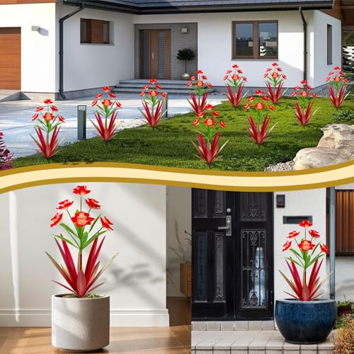 Image of Homight Metal Agave Plant Outdoor Decoration Outdoor Garden Decoration Daffodils Flowers Mexican Yard Art Daffodils Flowers Decorative Garden Gift (2 Big red Daffodil)
