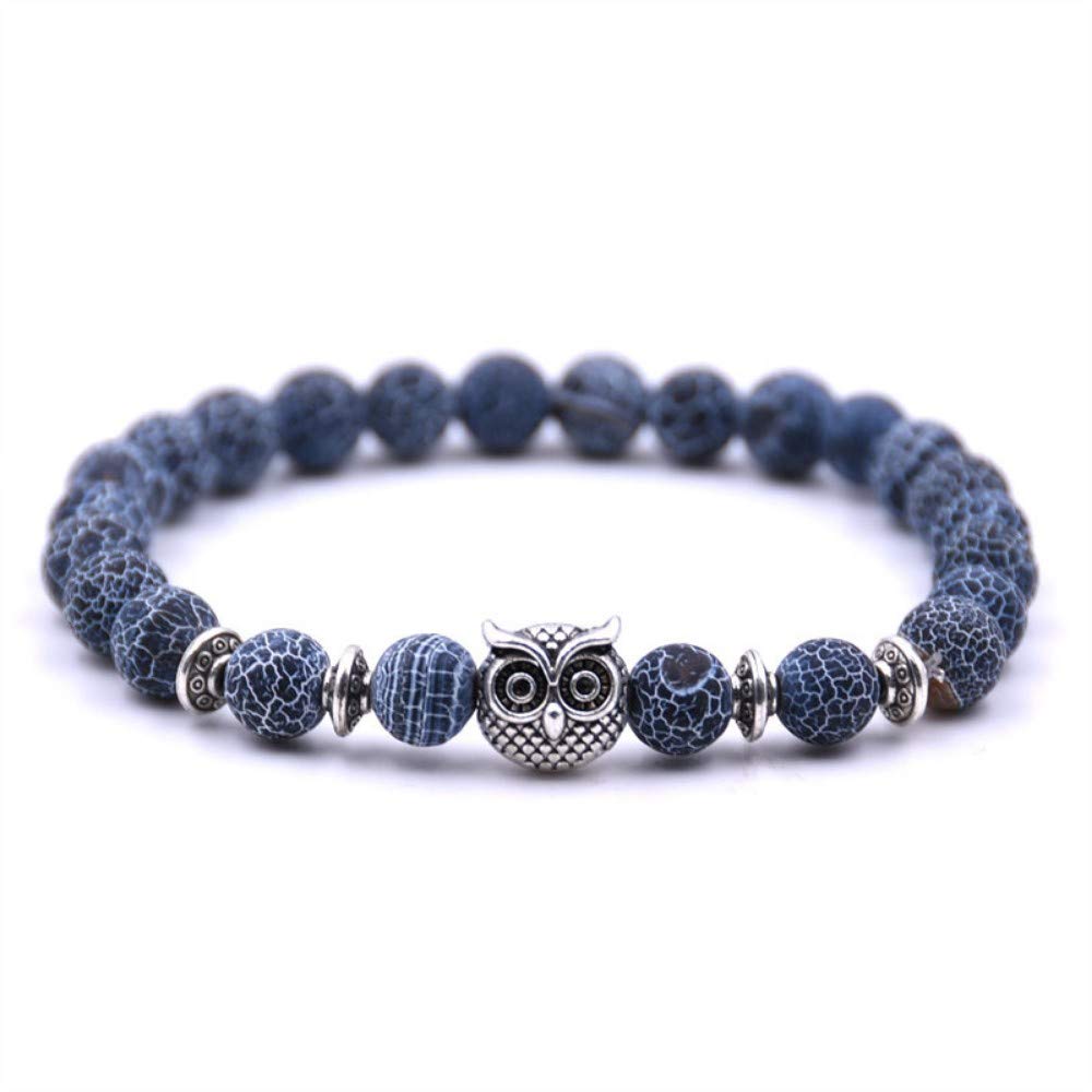 Steinarmband, Natursteinarmband, Natursteinarmband rissiges Steinarmband Perlen Perlen Eulenarmband, personalisiertes Kleidungszubehör Perlenarmband
