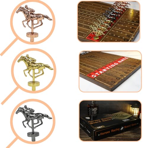 Juego de Mesa Horse Racing de HOROW de Madera y Metal miniatura 6