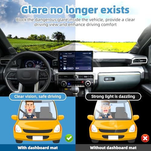 Image of Dash Cover Mat for Toyota Tacoma 2024 2025 2026 Accessories Non-Slip Dashboard Cover Mat Sunshade UV Rays Protector Interior Accessories(Not fit HUD)