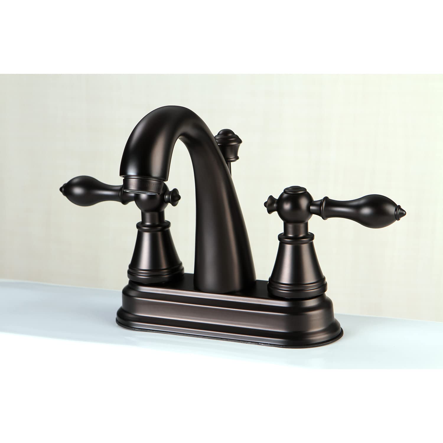 Kingston Brass FSY7616AL angielski klasyczny pojedynczy uchwyt 10 cm centralny kran toaletowy, Neapol Brąz